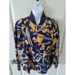 Vintage Liz Sport Tennis Club Jacket Windbreaker Woman’s Large All Over Print